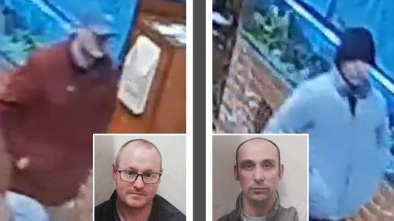 Armstrong is 35 years old and 'a white, male, 5ft 9ins, with ginger hair and with links to Warwickshire'. Pics: Avon & Somerset Police