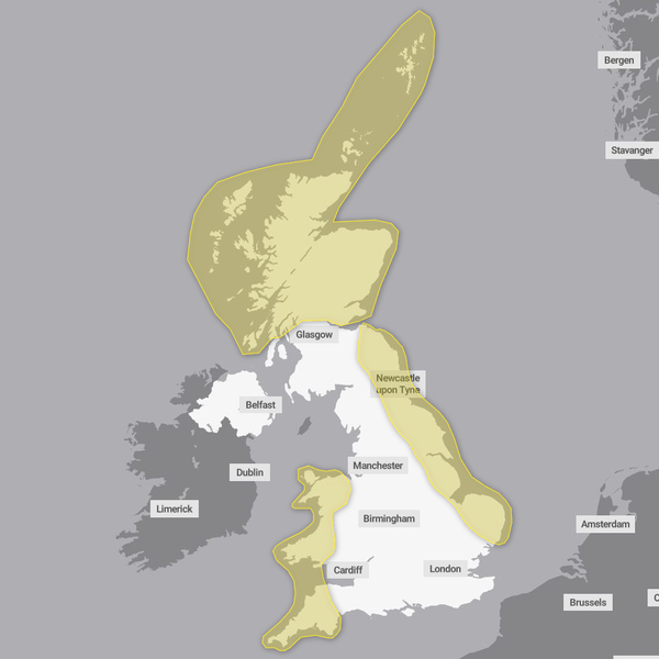Yellow warnings for snow and ice continue into Tuesday. Pic: Met Office