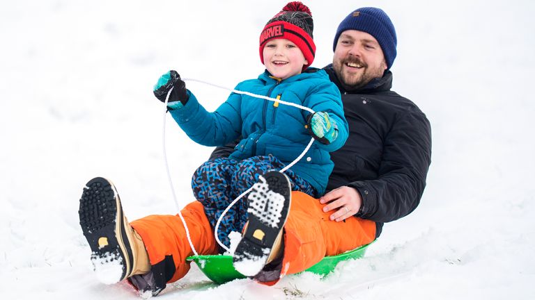 Sledging in Whitby over the weekend. Pic: PA
