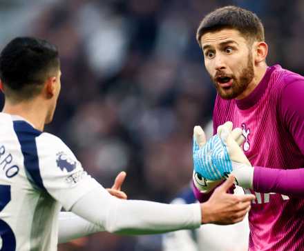 Tottenham's Pedro Porro and Guglielmo Vicario