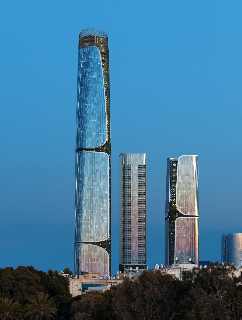 three interconnected towers compose DLF’s vertical city transforming tel aviv skyline