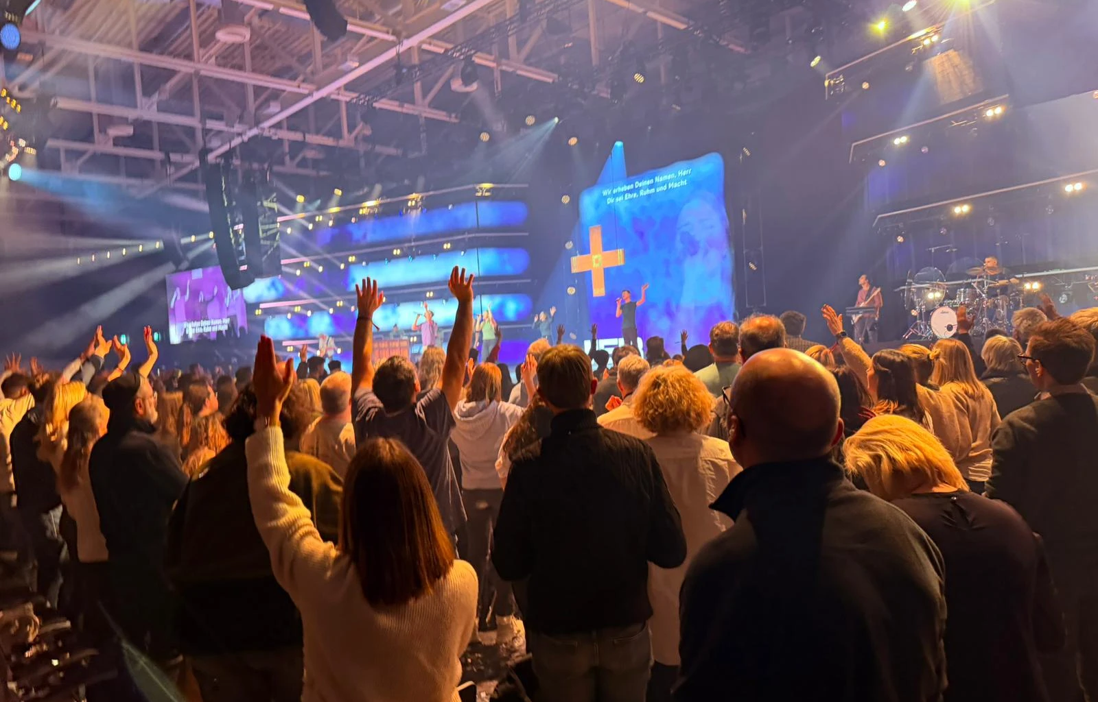 Participants gather for worship at the MEHR conference in Augsburg, Germany, Jan. 3–6, 2026.