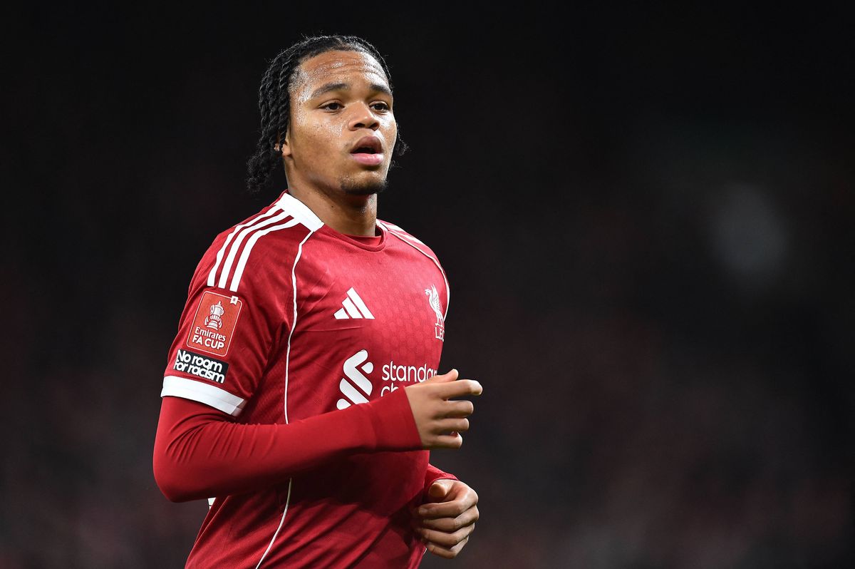 Liverpool's English striker #73 Rio Ngumoha reacts during the English FA Cup third round football match between Liverpool and Barnsley at Anfield in Liverpool, north west England on January 12, 2026. (Photo by PETER POWELL / AFP via Getty Images) / RESTRICTED TO EDITORIAL USE. No use with unauthorized audio, video, data, fixture lists, club/league logos or 'live' services. Online in-match use limited to 120 images. An additional 40 images may be used in extra time. No video emulation. Social media in-match use limited to 120 images. An additional 40 images may be used in extra time. No use in betting publications, games or single club/league/player publications. / 
