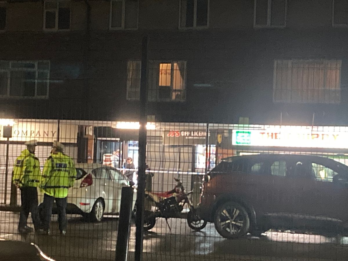 The scrambler bike and car following a crash on Longview Drive