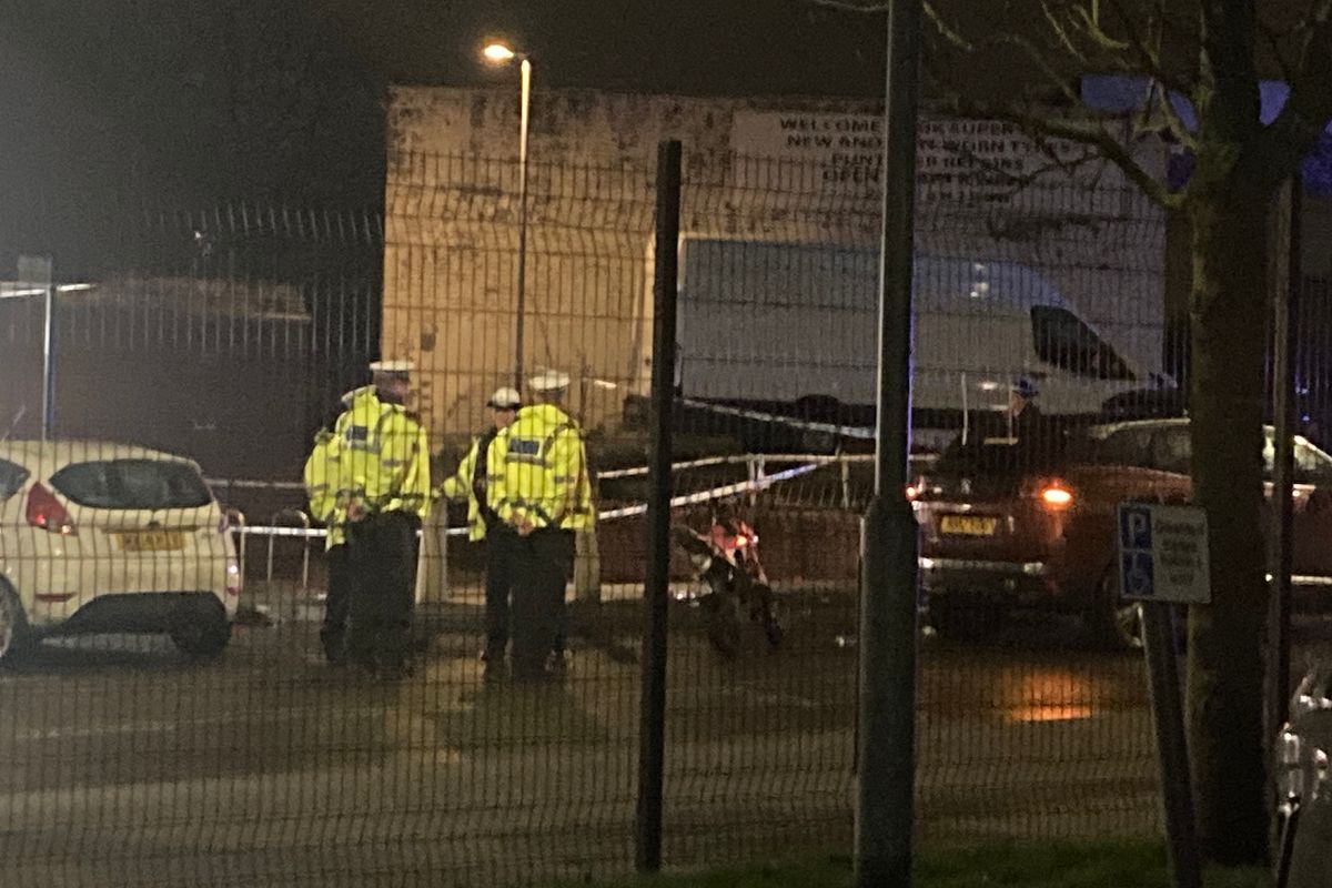 The scrambler bike and car following a crash on Longview Drive