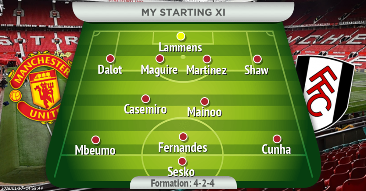 Tyrone Marshall's Manchester United starting XI to take on Fulham