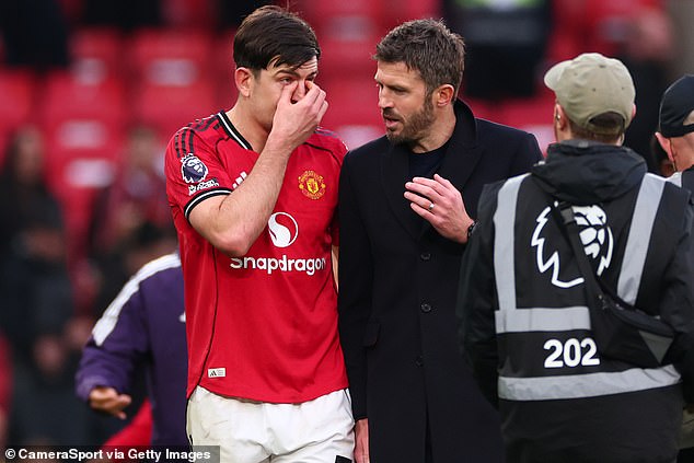 Michael Carrick (right) said that when Maguire plays like he did against Fulham he is 'one of the best'