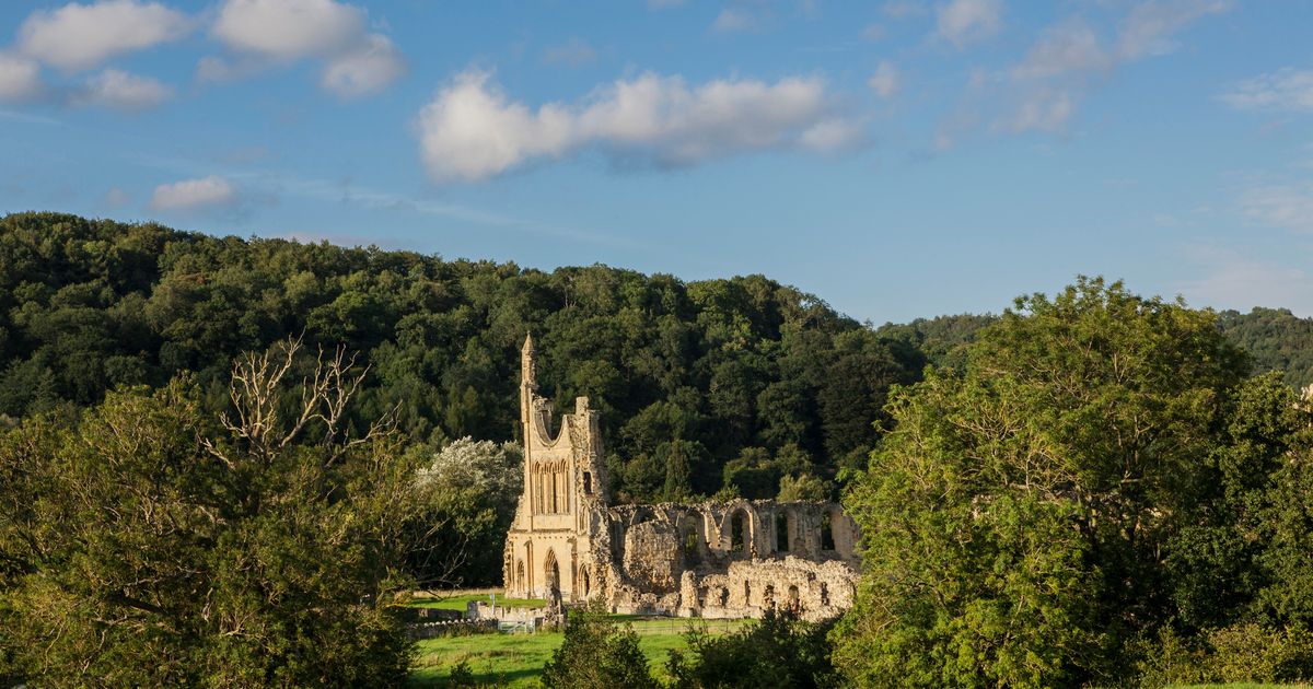 St Michaels Church in the evening sun in the village of Coxwold, Hambleton, North Yorkshire, circa 1985.