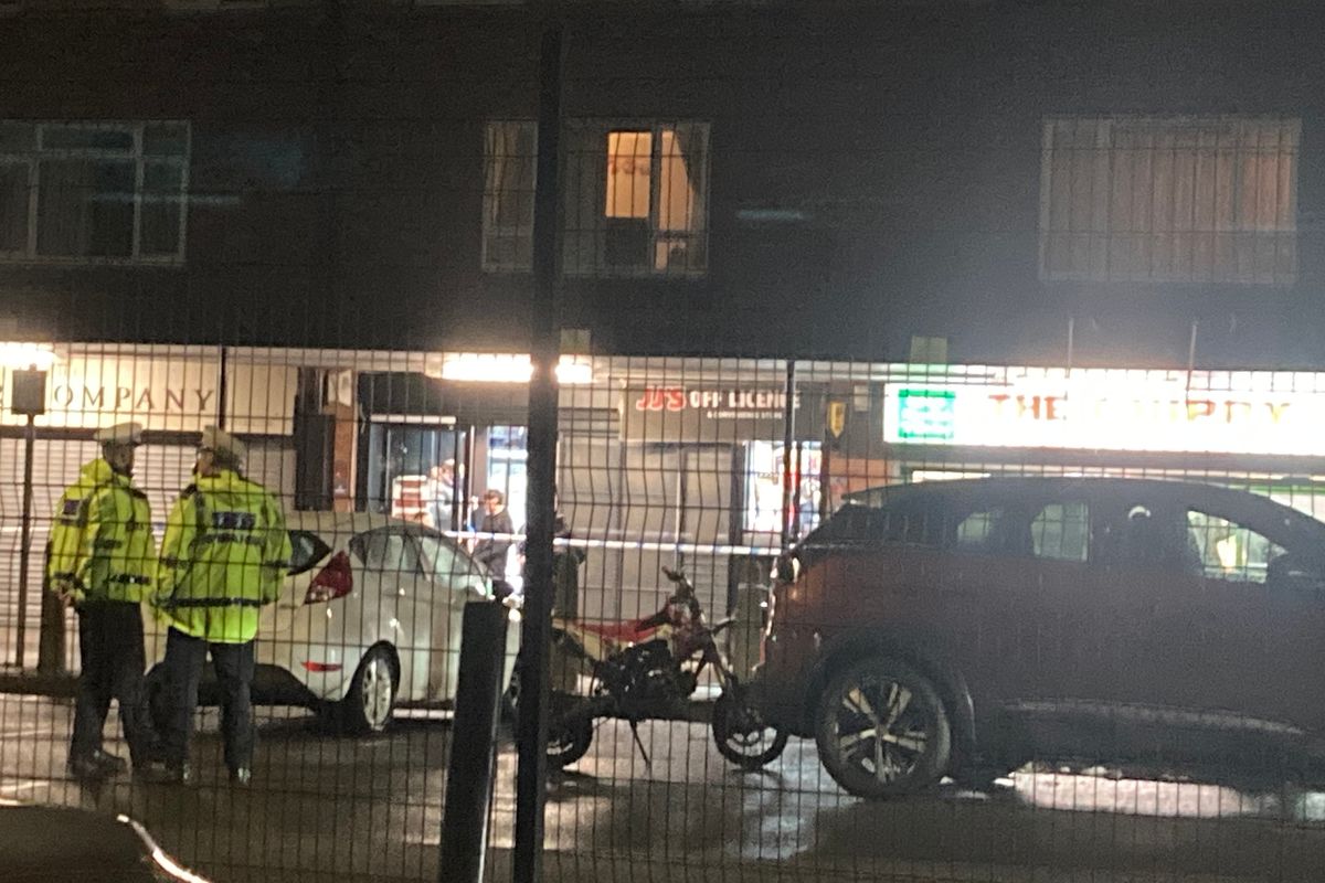 The scrambler bike and car following a crash on Longview Drive