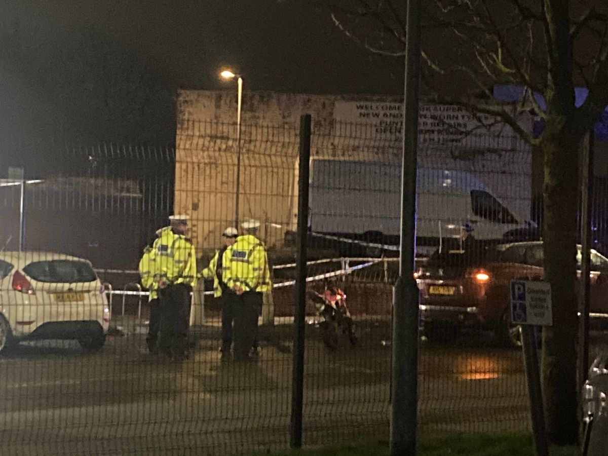 The scrambler bike and car following a crash on Longview Drive