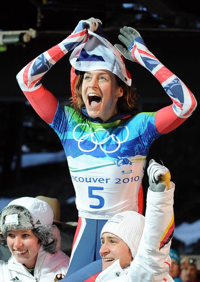 Amy Williams celebrates in 2010