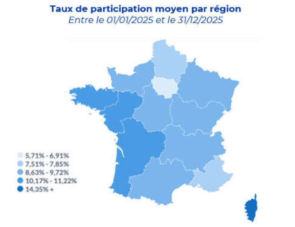 A map shows the most generous French regions based on shop donations