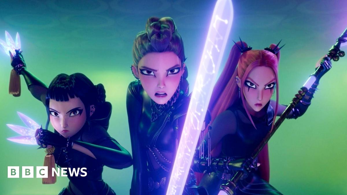 The three female animated stars from the pop group Huntr/x of KPop Demon Hunters