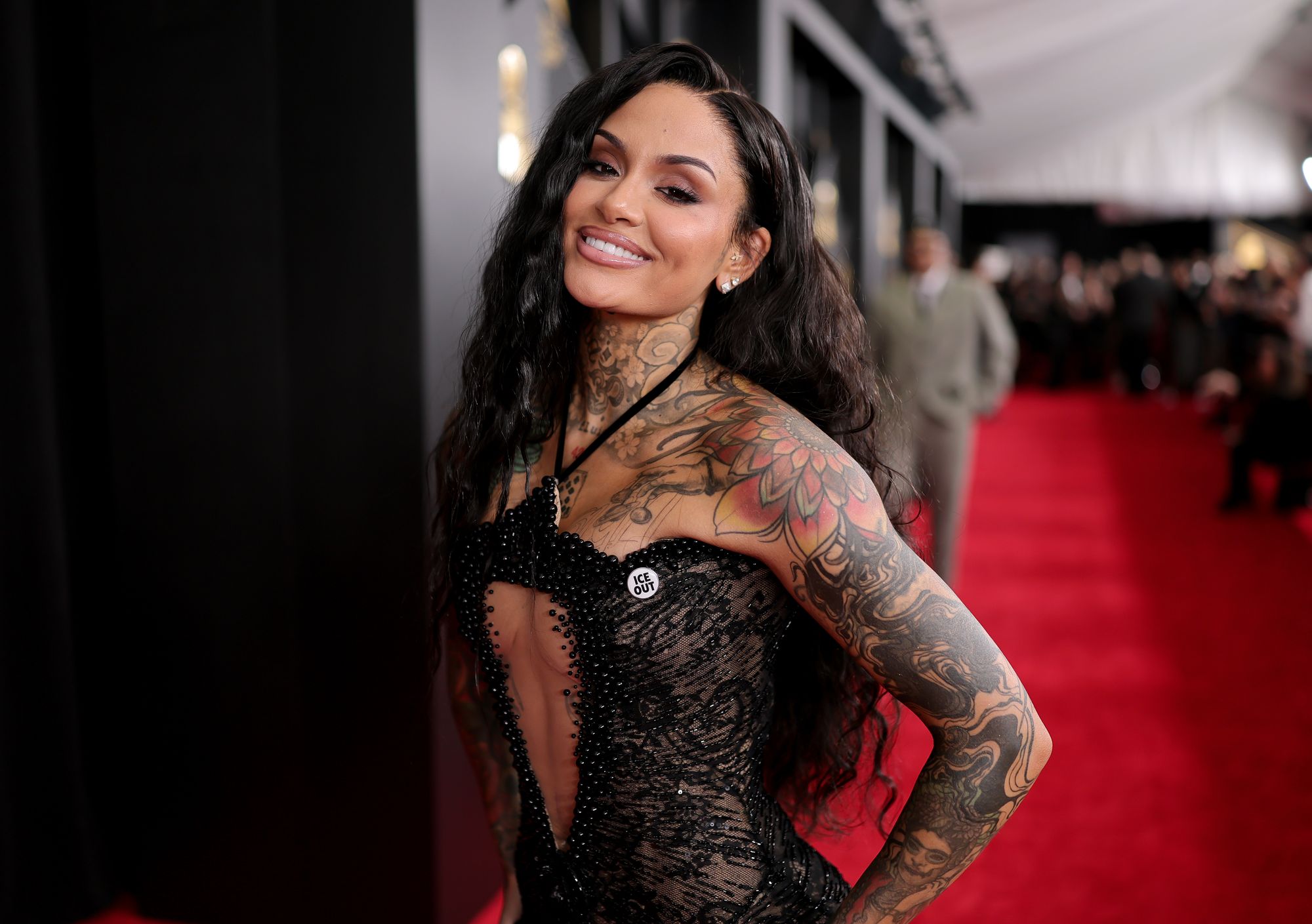 Kehlani protested ICE on the red carpet by wearing an ‘ICE Out’ pin and later condemned immigration agents during her acceptance speech for Best R&B Song and Best R&B Performance
