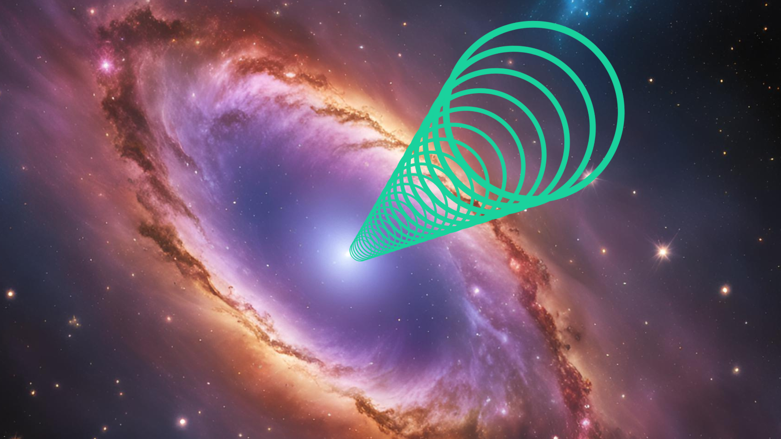 An illustration shows a gamma-ray burst erupting from the site of a neutron star merger.