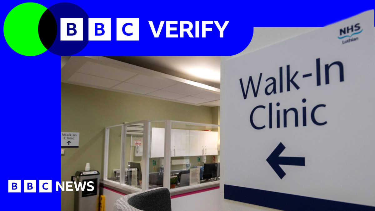 A sign saying 'walk-in clinic' at the first GP walk-in clinic in Edinburgh