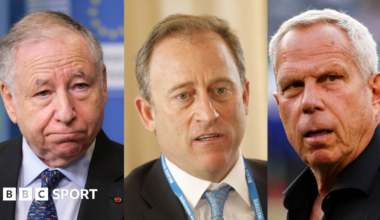 A composition image of Jean Todt, Josh Harris and Steve Tisch