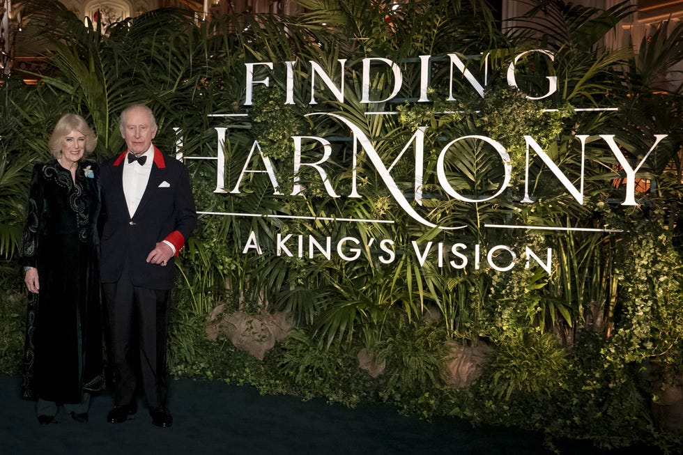 windsor, england january 28: king charles iii and queen camilla attend the film premiere for finding harmony: a kings vision at windsor castle on january 28, 2026 in windsor, england. (photo by aaron chown pool/getty images)