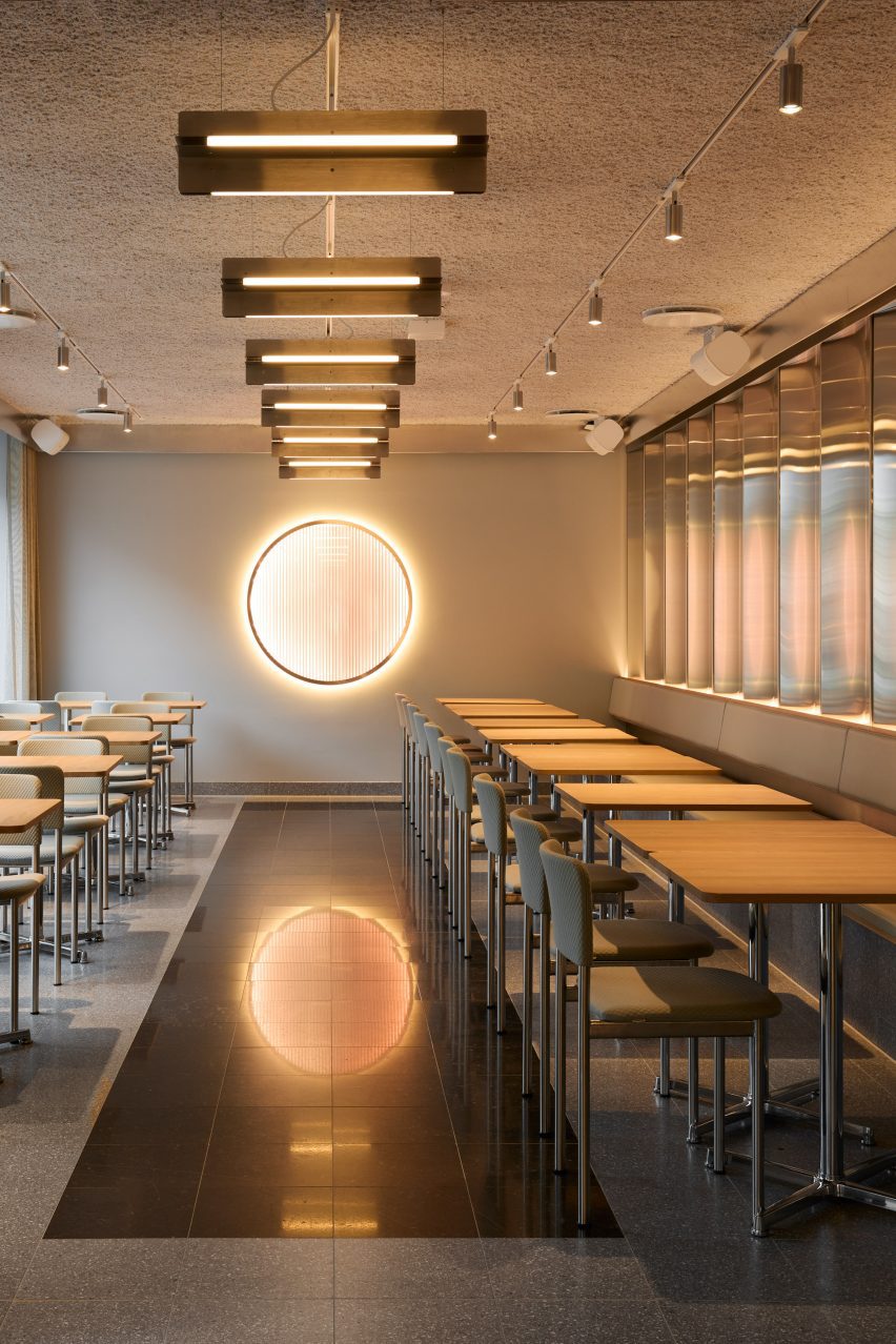 Lobby bar with metal furniture