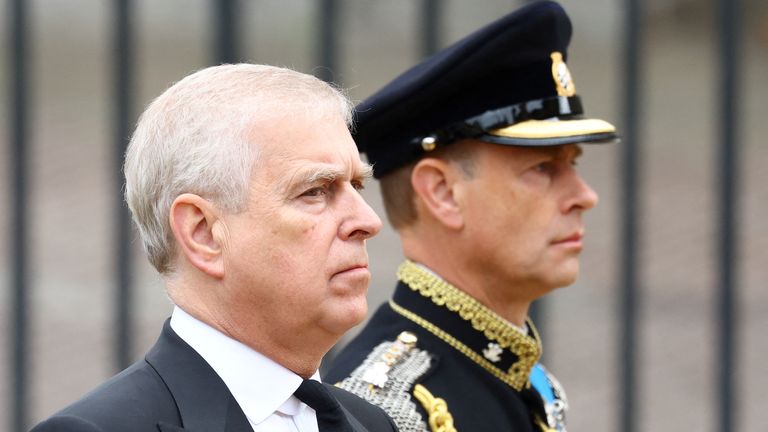 Prince Edward (right) and his Andrew attend the state funeral and burial of Queen Elizabeth in 2022