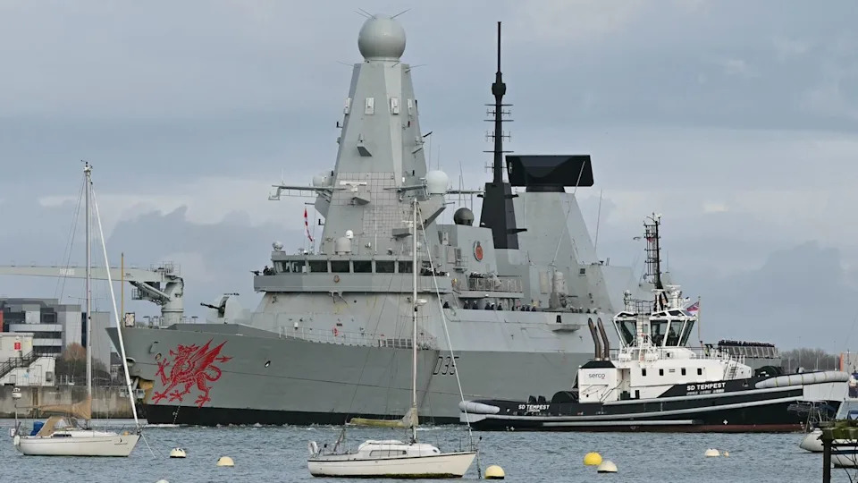 HMS Dragon beings voyage to Mediterranean.