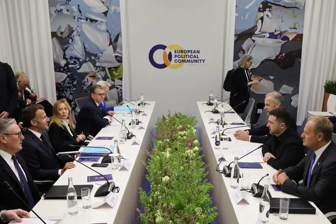 Prime Minister Keir Starmer, France's President Emmanuel Macron, Italy's Prime Minister Giorgia Meloni, European Commission President Ursula von der Leyen, Canada's Prime Minister Mark Carney, Ukraine's President Volodymyr Zelenskyy