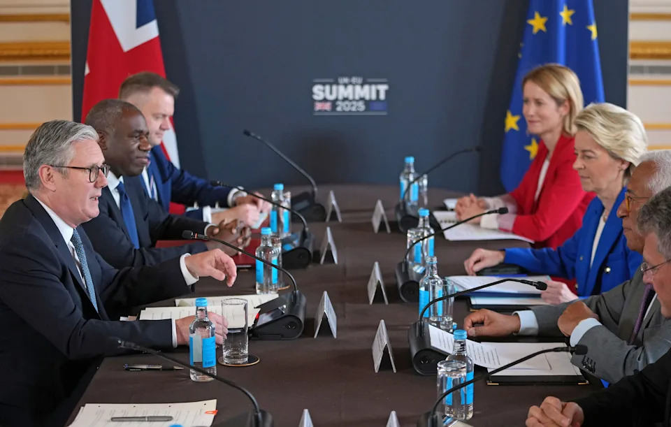 Britain's Prime Minister Keir Starmer and European Commission president Ursula von der Leyen lead the U.K.-E.U. Summit at Lancaster House in London on May 19, 2025. —Kin Cheung—Getty Images