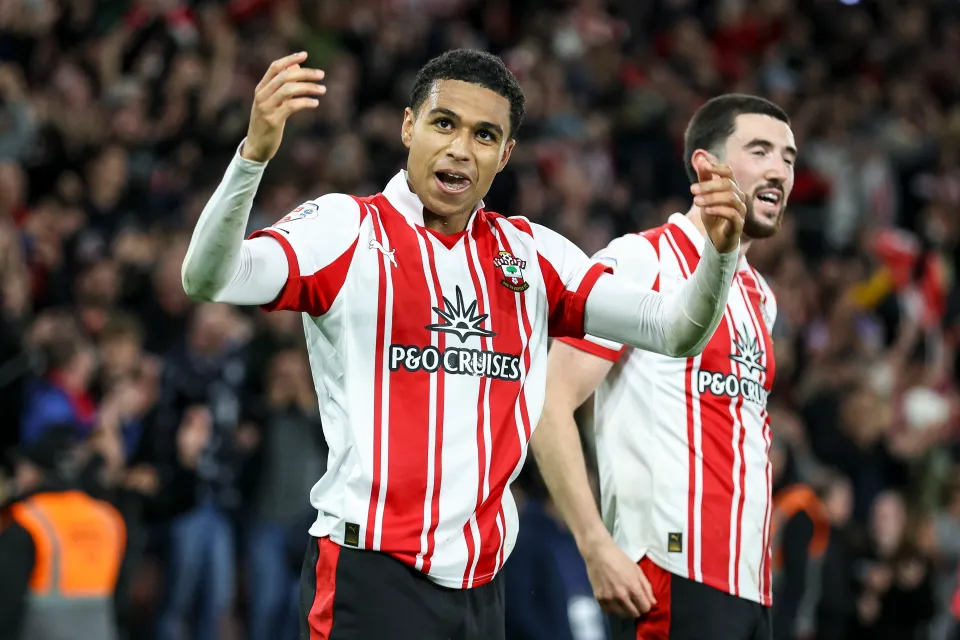 Shea Charles celebrates winning goal against Middlesbrough