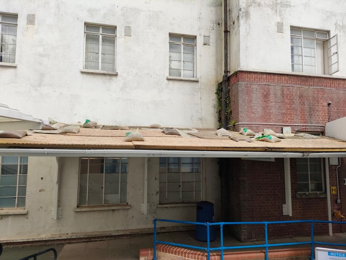 Images of the St Helier Hospital from 2023 showing a building which MPs describe as '"crumbling"