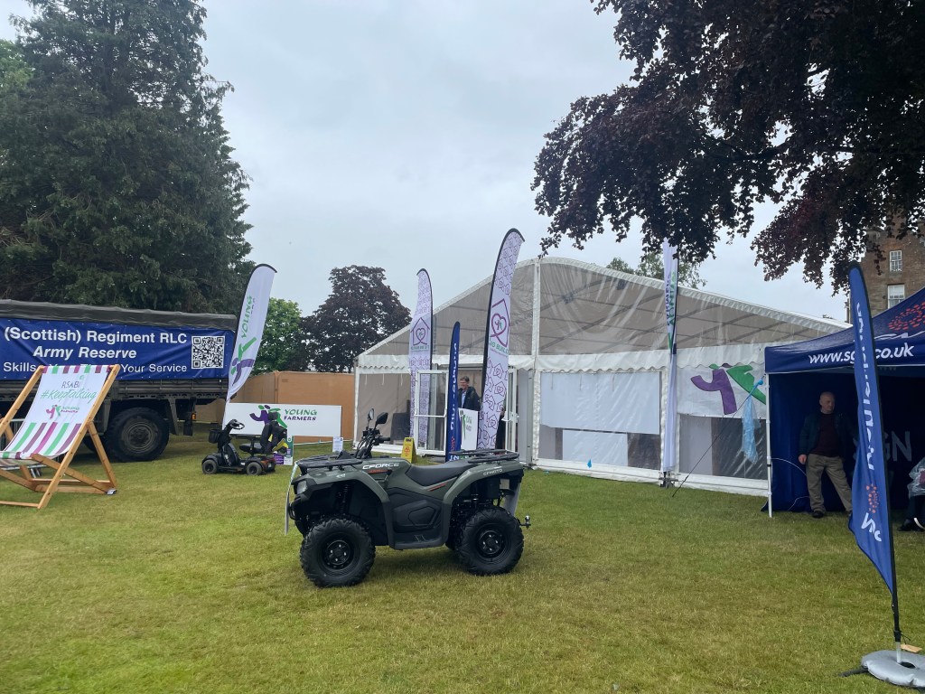 The Young Farmers’ Highland Show tent for the weekend.