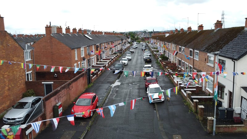 Flags and bunting appear as Belfast community gets ready for well loved World Cup street party