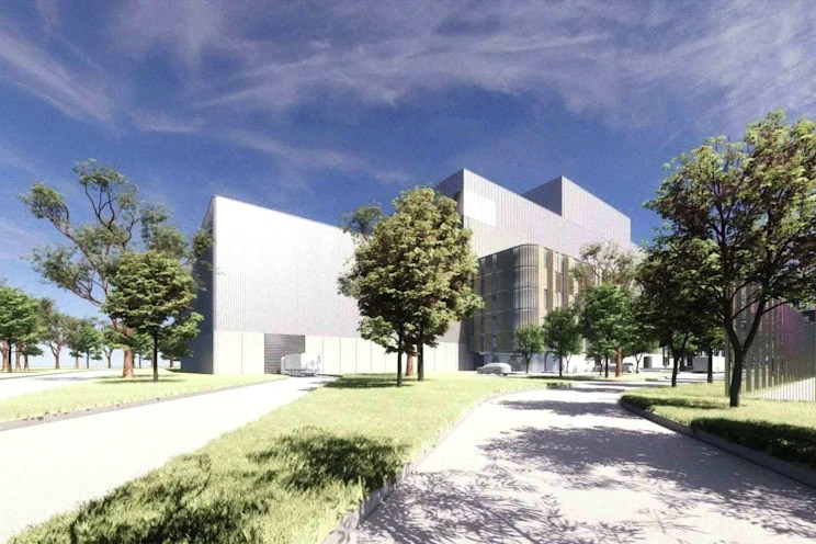 Conceptual drawing of a waste-to-energy facility.