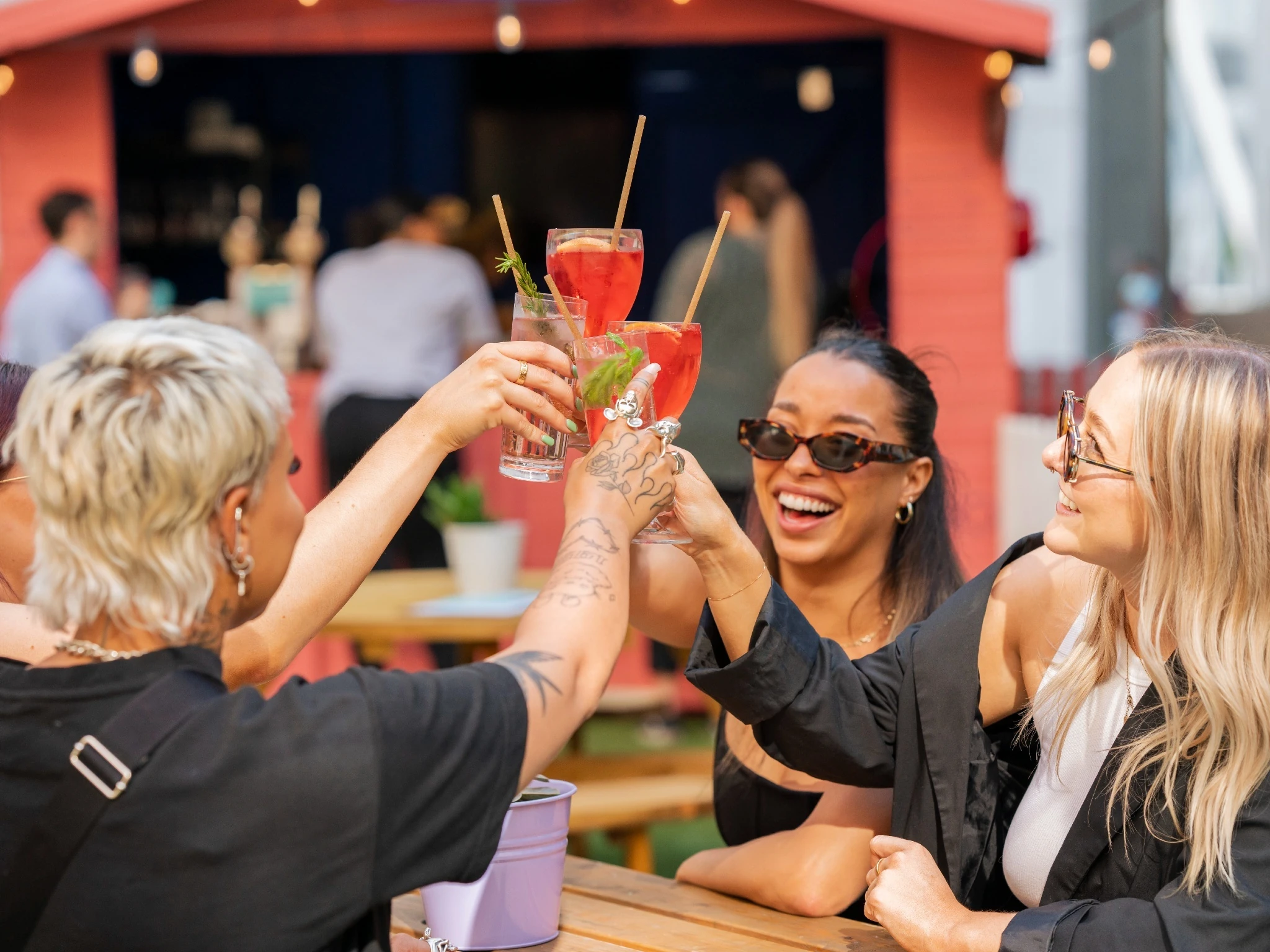 Spritzes on Electric Shuffle Canary Wharf’s summer terrace