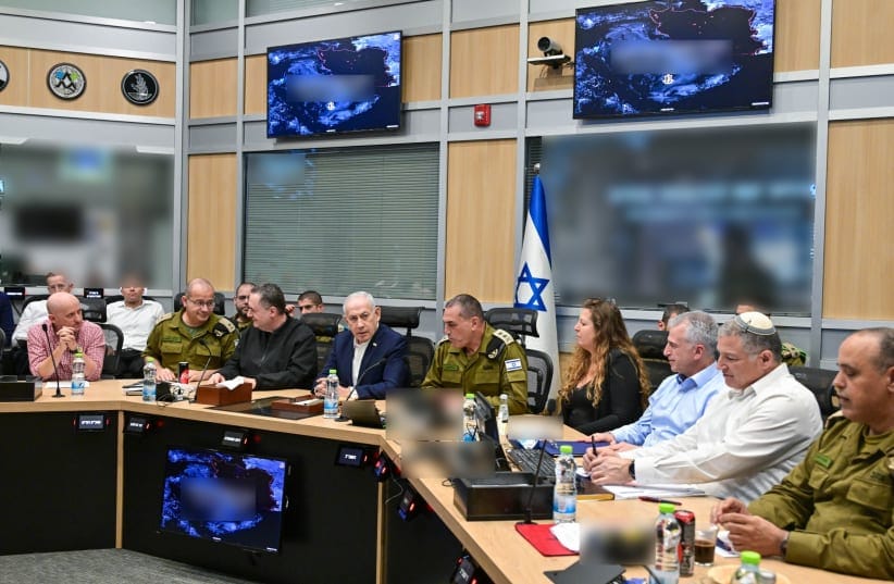 Prime Minister Benjamin Netanyahu attends a security assessment at the Kirya in Tel Aviv with Defense Minister Israel Katz and IDF Chief of Staff Lt.-Gen. Eyal Zamir on April 3, 2026.