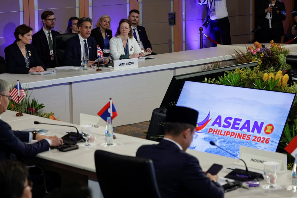 British Foreign Minister Ed Miliband speaks during the Asean Post-Ministerial Conference with the United Kingdom in Metro Manila on July 22. Photo: Pool via Reuters