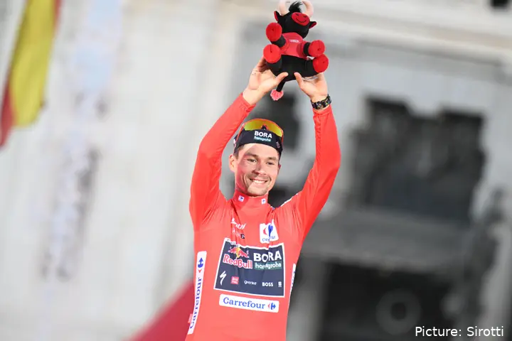 Primoz Roglic celebrates winning the 2024 Vuelta a Espana