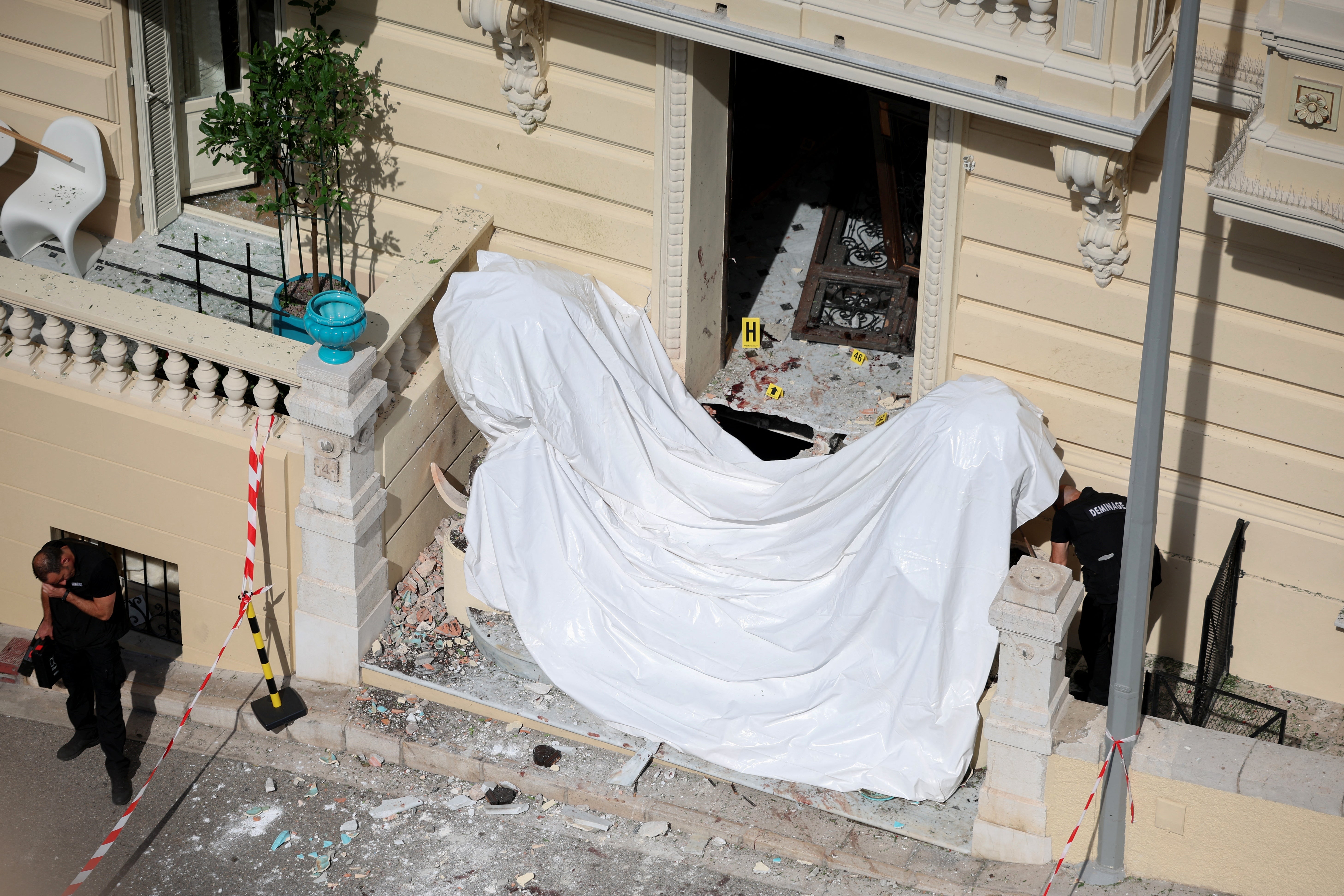 Members of a bomb disposal team operate at the scene in Monaco