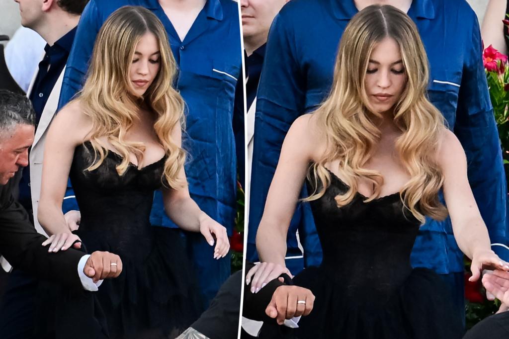 Sydney Sweeney wears black lace gown for Lauren Sánchez and Jeff Bezos' post-wedding party