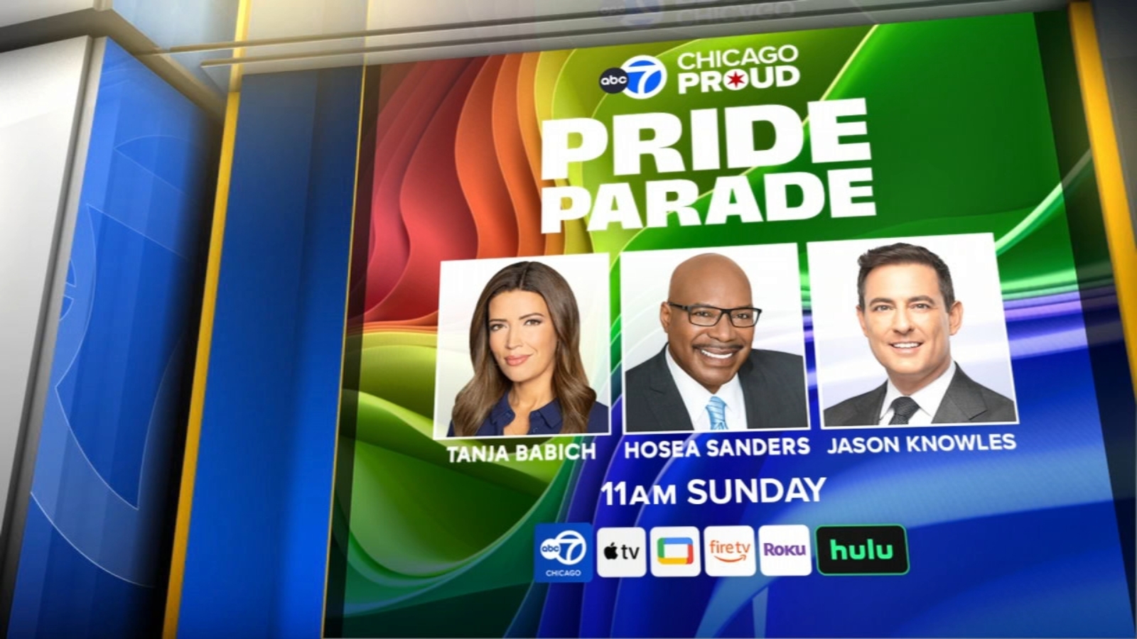 ABC7 Chicago to celebrate 2025 Pride Parade with live broadcast Sunday; Tanja Babich, Hosea Sanders, Jason Knowles to host