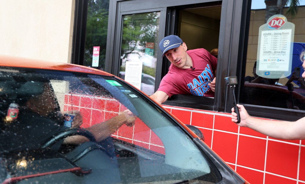 Brad Marchand slings Blizzards at Sunrise Dairy Queen