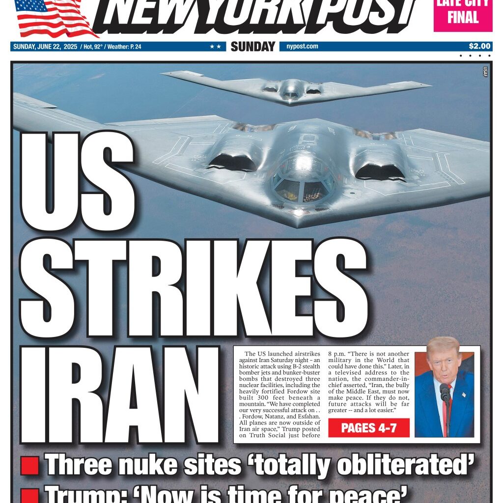NY Post Cover for June 22, 2025