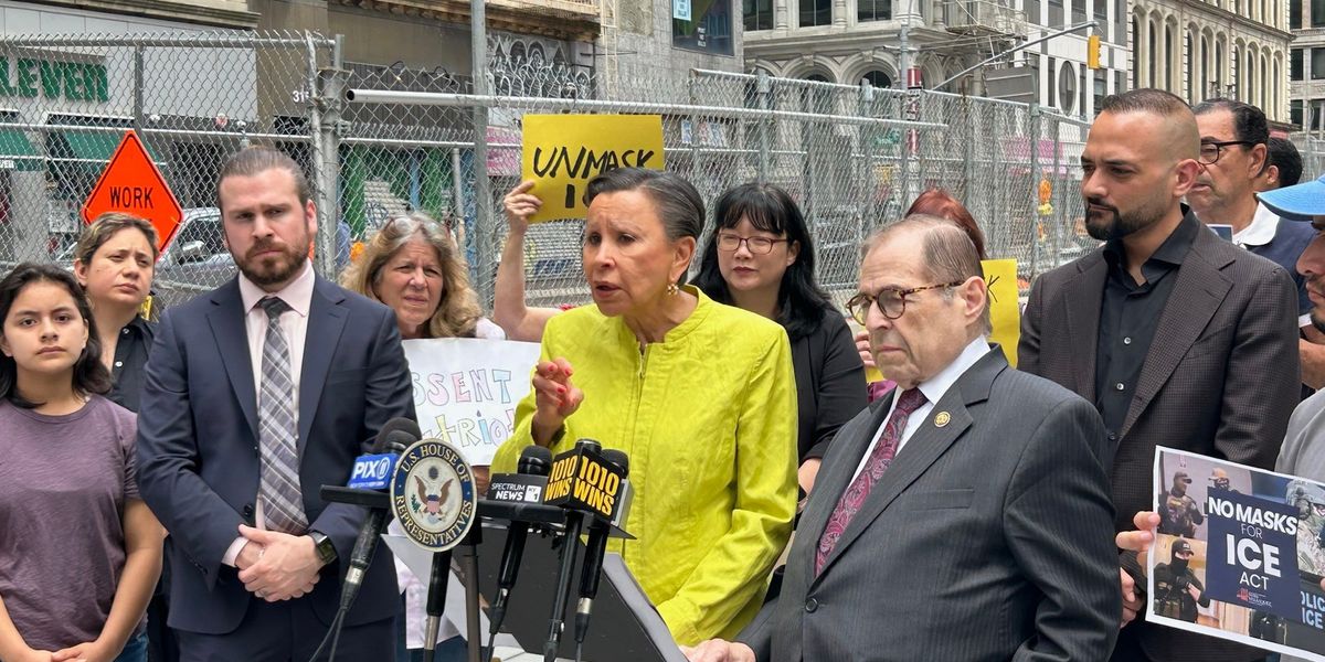 Velázquez Leads 'No Masks for ICE Act' Rally at NYC Field Office