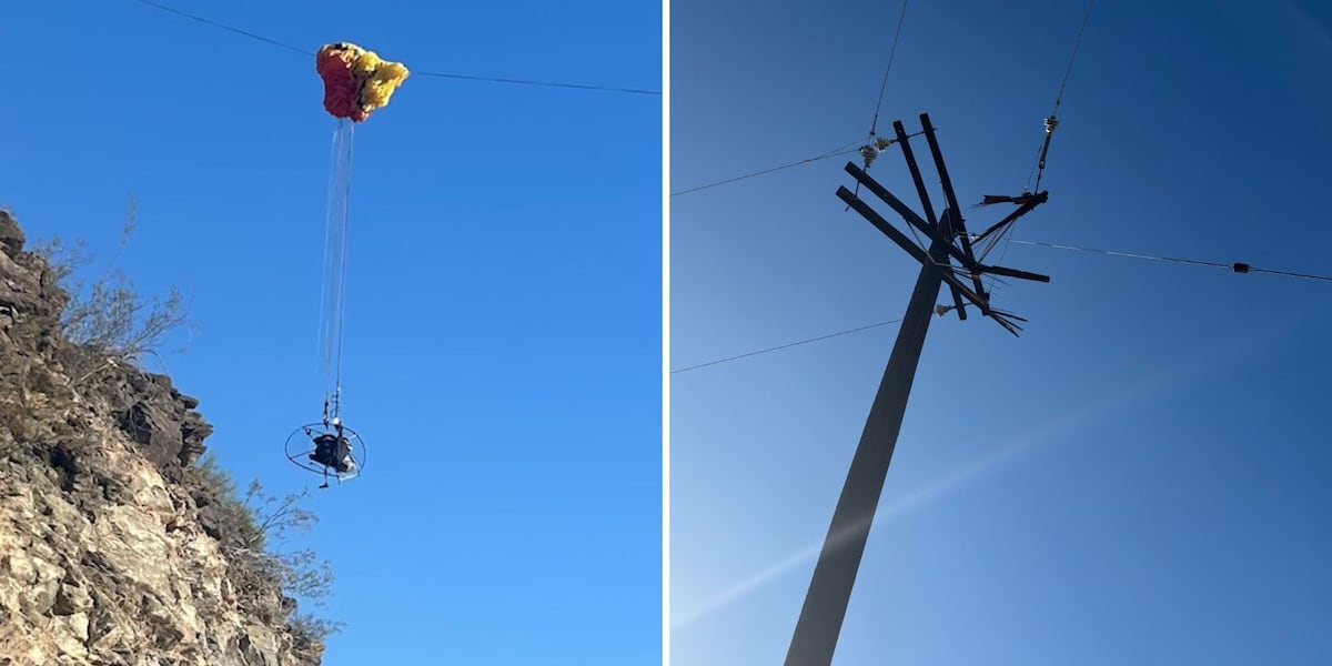 Paraglider safe after crashing into power pole in Phoenix