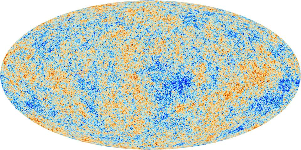 A visualization of tiny energy fluctuations in the early universe. <a href="https://sci.esa.int/web/planck/-/51553-cosmic-microwave-background-seen-by-planck" rel="nofollow noopener" target="_blank" data-ylk="slk:ESA, Planck Collaboration;elm:context_link;itc:0;sec:content-canvas" class="link ">ESA, Planck Collaboration</a>, <a href="http://creativecommons.org/licenses/by/4.0/" rel="nofollow noopener" target="_blank" data-ylk="slk:CC BY;elm:context_link;itc:0;sec:content-canvas" class="link ">CC BY</a>