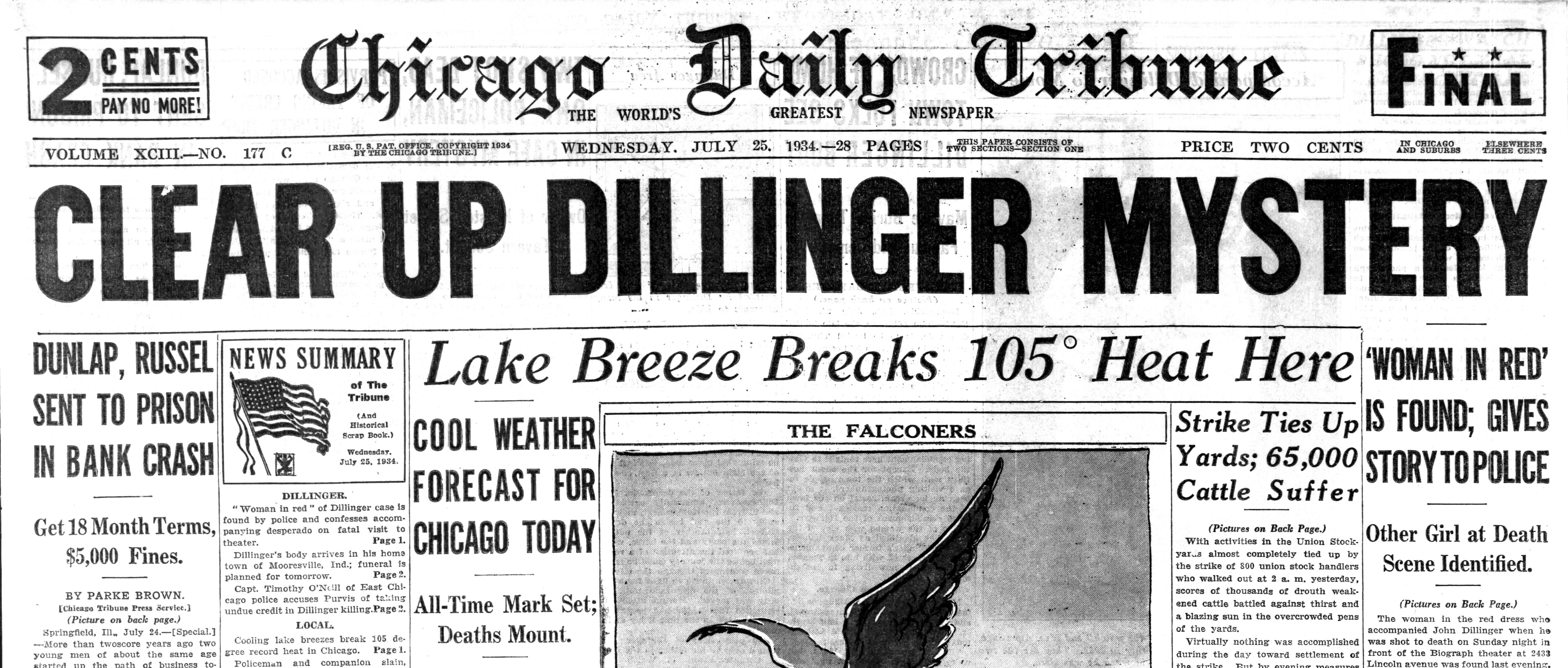 The headlines on July 24, 1934.