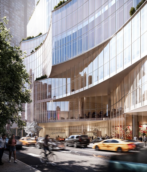 Rendering of the 41st entrance to the Avenir. (Silverstein Properties / Binyan Studios)