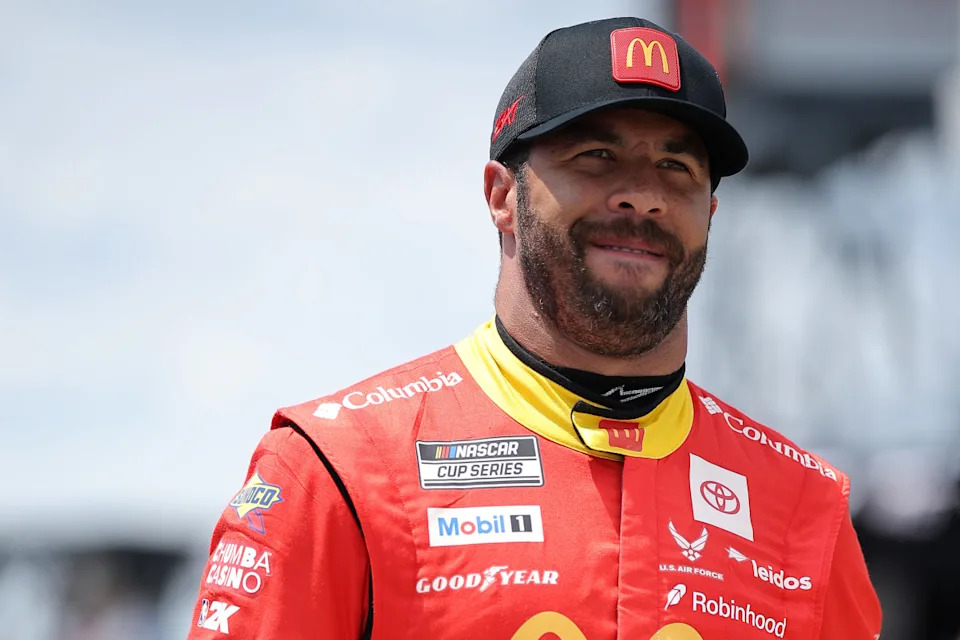 LONG POND, PENNSYLVANIA - JUNE 21: Bubba Wallace, driver of the #23 McDonald's Toyota, walks the grid during qualifying for the NASCAR Cup Series The Great American Getaway 400 at Pocono Raceway on June 21, 2025 in Long Pond, Pennsylvania. (Photo by Jonathan Bachman/Getty Images)Jonathan Bachman&sol;Getty Images