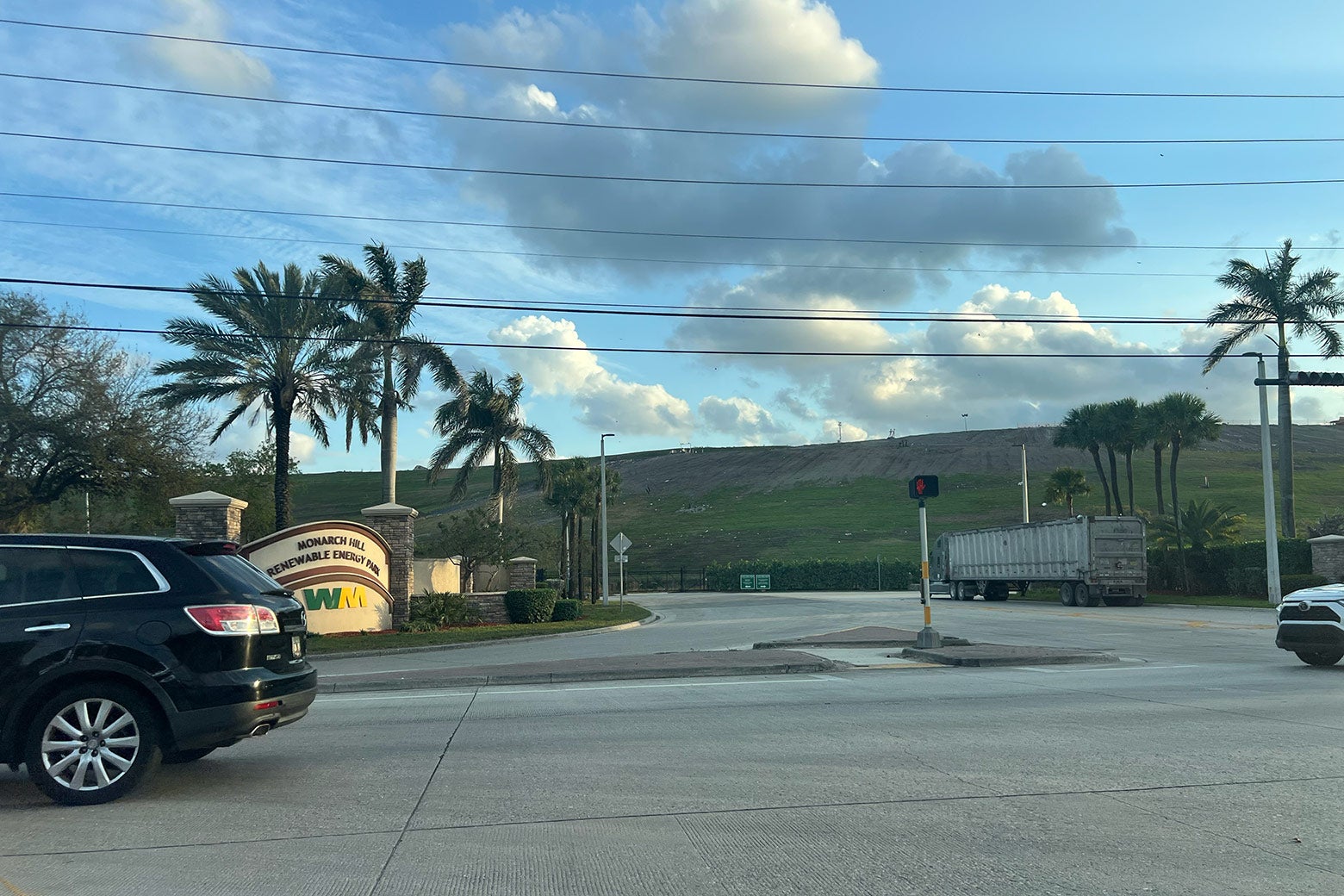 View from the road of a landfill.