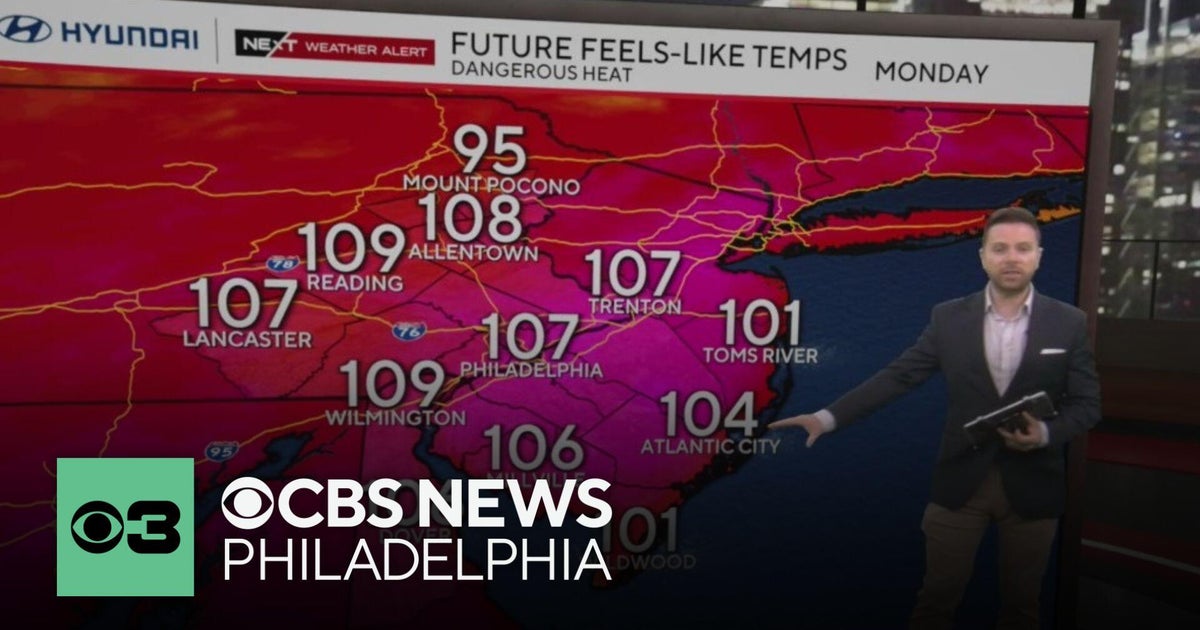 What will temperatures feel like Monday in the Philadelphia region?
