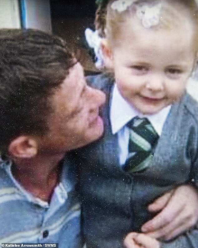 Mr Brogan, pictured here before he lost his nose with his daughter Angel, hopes surgeons will be able to restore his face in the near future